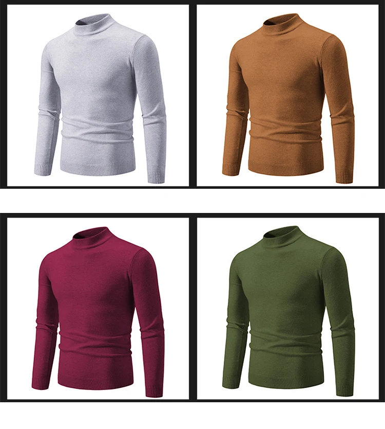 Neue Herbst Winter Designer Mode Hälfte Rollkragen Gestrickte Pullover Hohe Qualität Mens Casual Einfarbig Warme Frauen Pullover – Detail 9