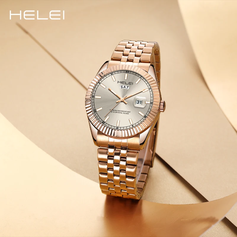 HELEI Hot Models 2024 Men's Watches Top brand Luxury Casual Quartz Watches Stainless Steel waterproof Wristwatch For Men Reloj