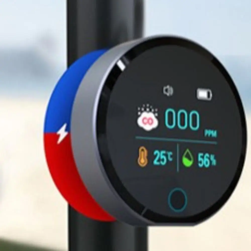 휴대용 3 in 1 일산화탄소 감지기 CO 자기 흡입 공기 감지기 온도 1000mAh 공기 품질 모니터 여행