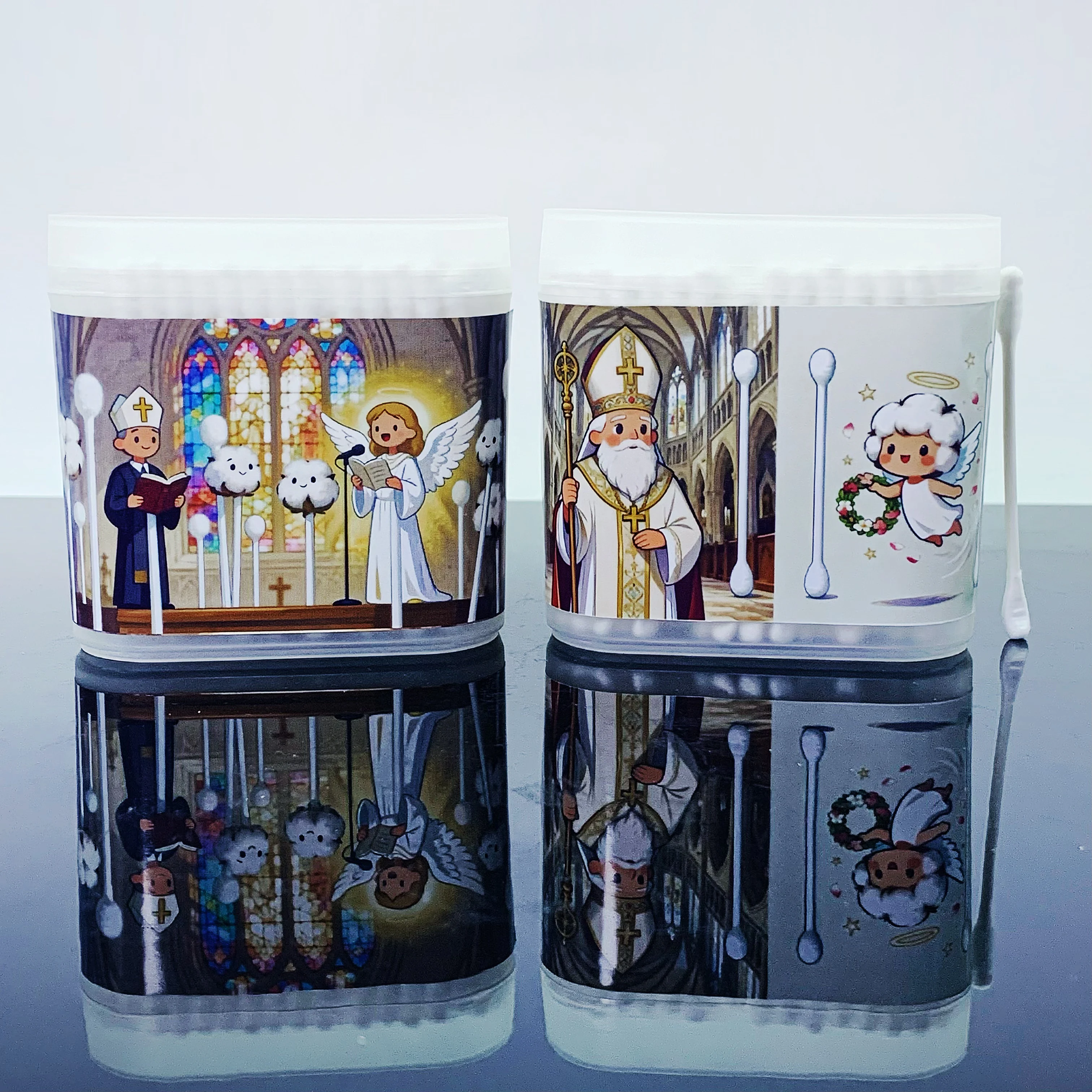 สำลีก้านแบบสองหัวลายพระเยซู 400 ชิ้น สำลีก้านแบบสกรูสำหรับผู้ใหญ่