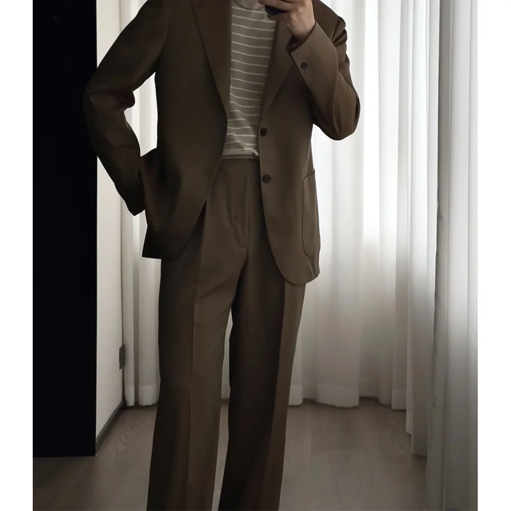 

Mens Suit Set Single Breasted Notch Lapel Slim Fit Comfortable Business Party Blazer Trousers Two Piece Formal