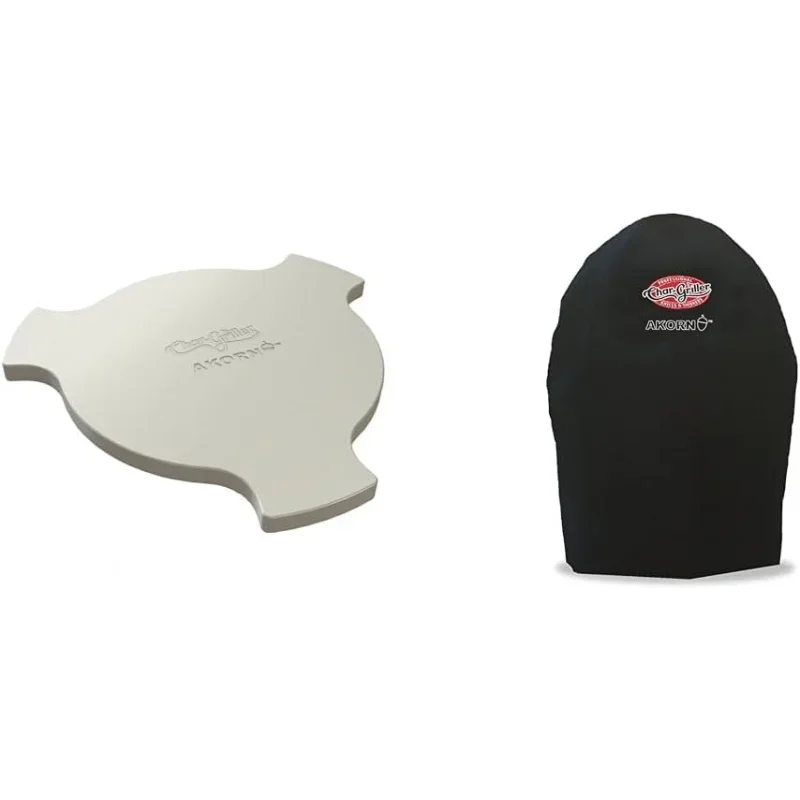 AKORN Jr Ceramic Smokin' Stone Accessory and Durable Polyester Grill Cover for Kamado Models 06620, 16620, 26720, 56720