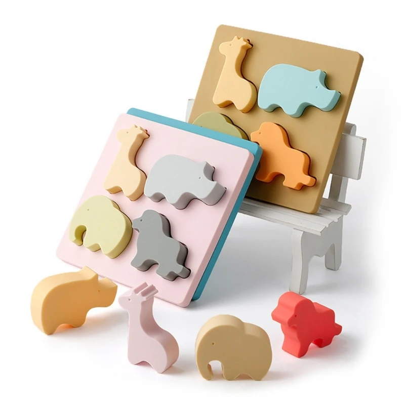 Baby Soft Nesting Sorting Toy Silicone Animal Block Matching Game