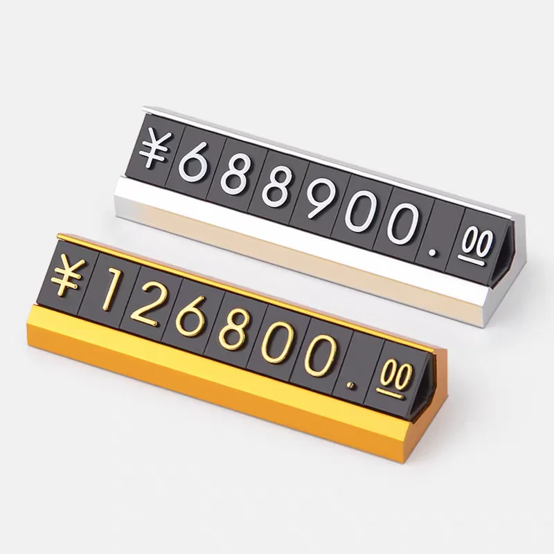 

5 Pieces Adjustable Number Price Cube Tags Metal Pricing Label Card Sign Holder Stand Block Kit Jewelry Price Tags