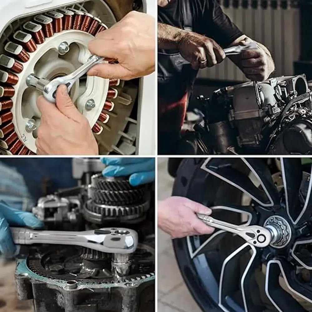 201-Piece Chrome Vanadium Steel Mechanic's Tool Socket Set with Case Storage Box Nuts Bolts Metric SAE Screwdriver Bits Hex Keys