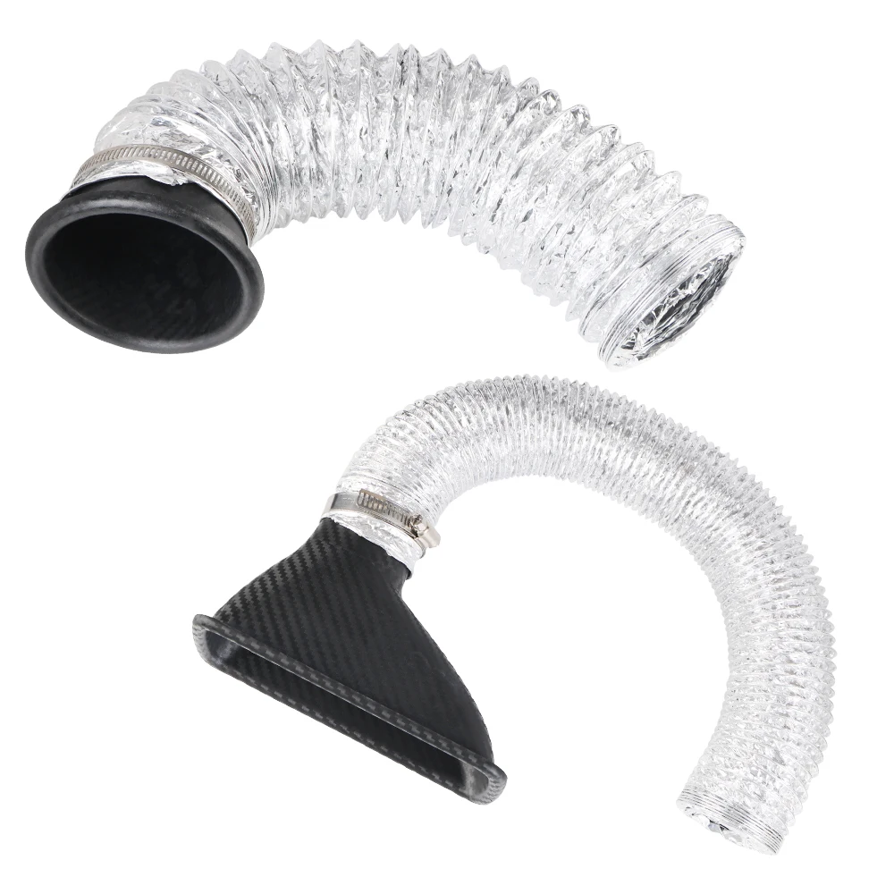 Air Funnel Pipe Set Round/Square Nozzles Car Front Bumper Air Intake System Turbo Air Inlet Tuyere Universal Air Vent Tube Kit