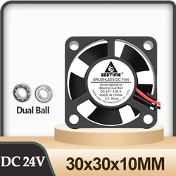 Gdstime-ventilador de refrigeración 3010 de doble rodamiento de bolas para impresora 3D, 2 piezas, DC 24V, 3cm, 30x10mm, ventilador Axial sin escobillas