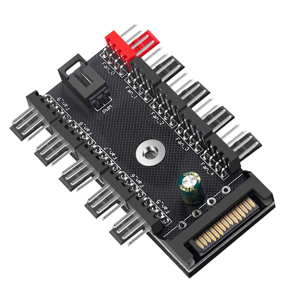 สายไฟพัดลม PWM 4 พิน ตัวแยกสายไฟ 1 ต่อ 10 ทาง ฮับจ่ายไฟ SATA สำหรับระบายความร้อน CPU ฮับระบายความร้อน อะแดปเตอร์ระบายความร้อนสำหรับคอมพิวเตอร์พีซี