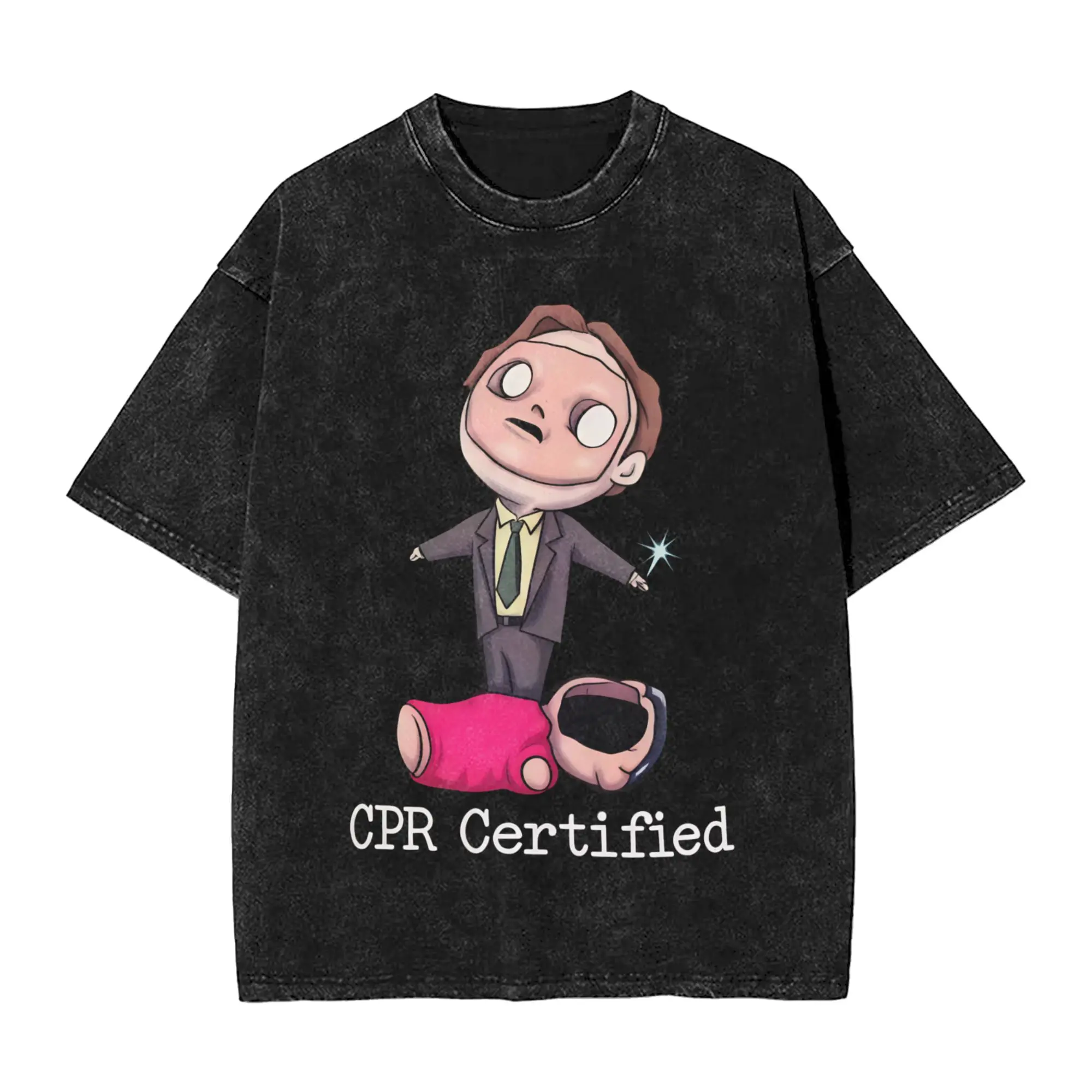 Fashion CPR Certified T-Shirt Men O Neck Cotton Washed T Shirts  Short Sleeve Tees Gift Idea Clothes
