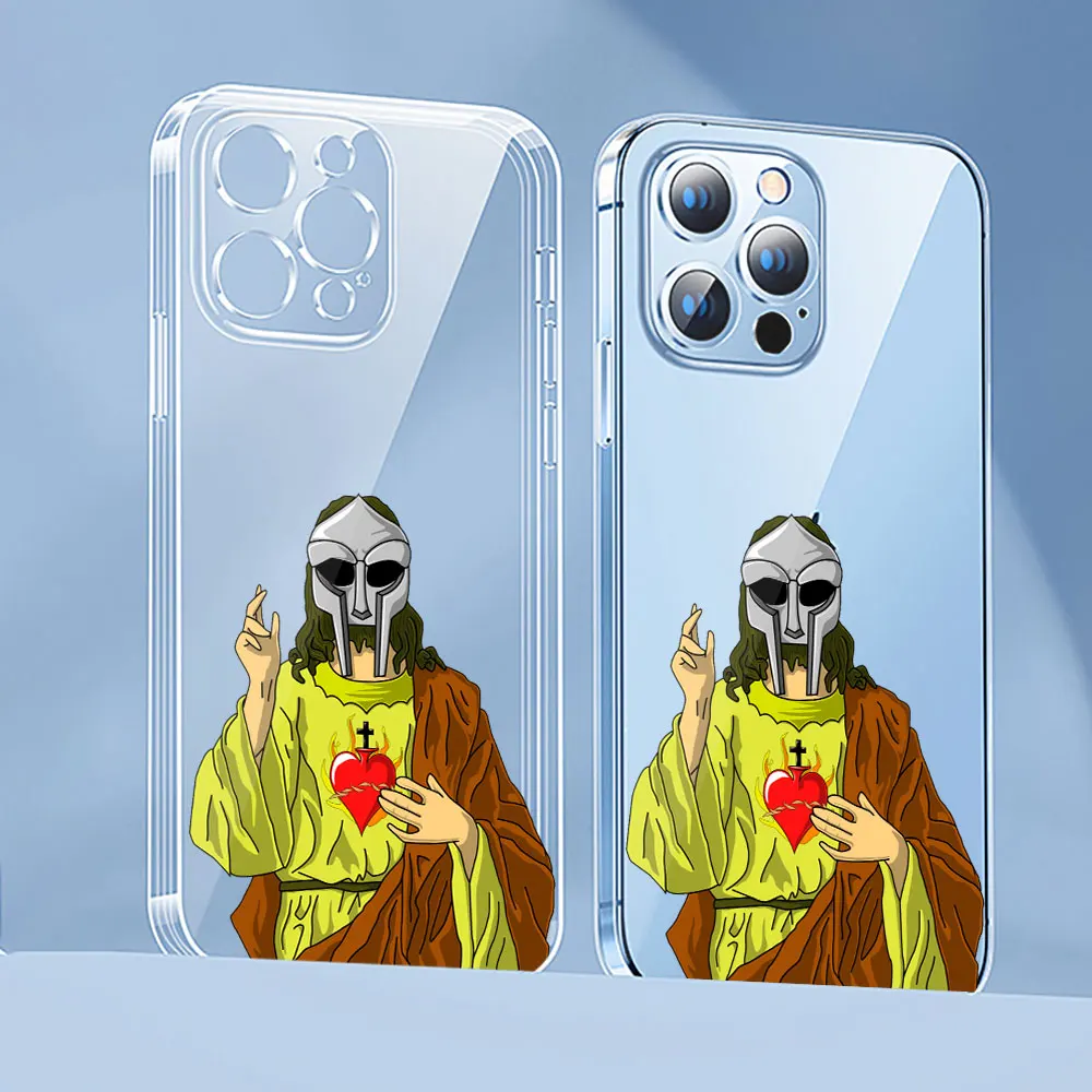 Hop Rap MF DOOM Rapper Phone Case For iPhone 11 13 12 Mini 15 14 Pro Max 8 7 Plus X XR XS SE 15 14 ProMax Case Transparent Cover