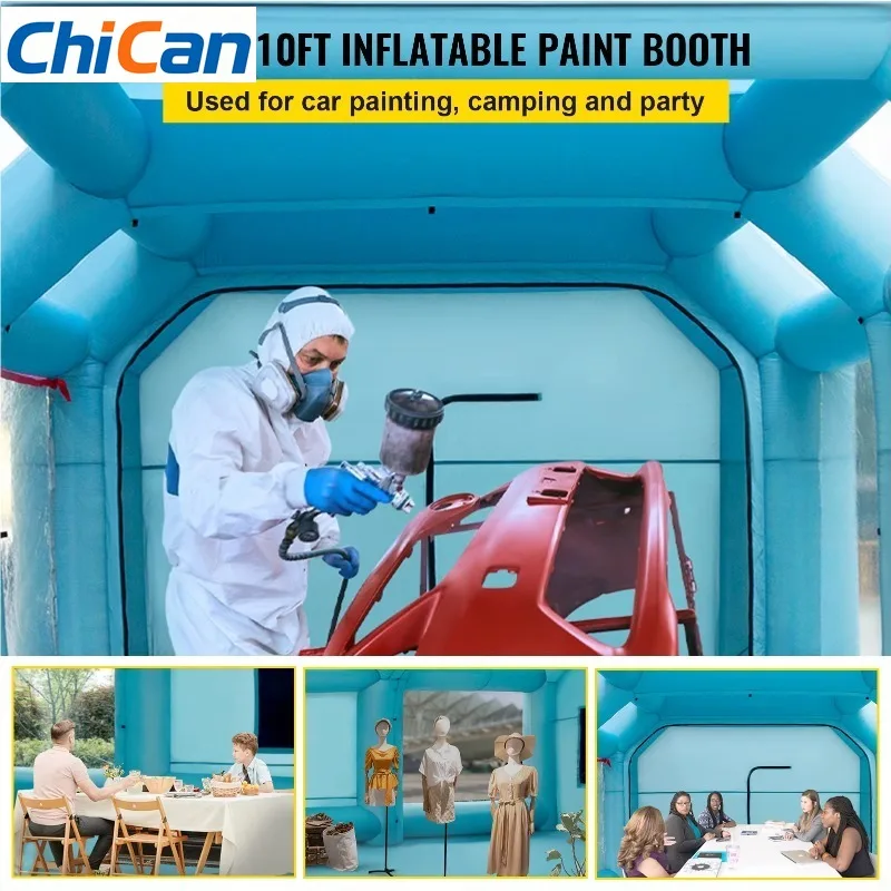 

【Hot】 Inflatable Paint Booth 27.89 X 15.09 X 9.8 Ft Spray Paint Booth Powerful 1100W+350W Blowers Inflatable Spray Booth