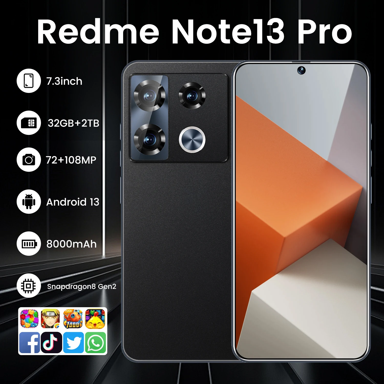 Original Mobile Phones Deals Redme Note 13 Pro Smartphone 7.3 inch Full Screen 4G 5G Cell Phone 8000mAh Brand New Phones Global