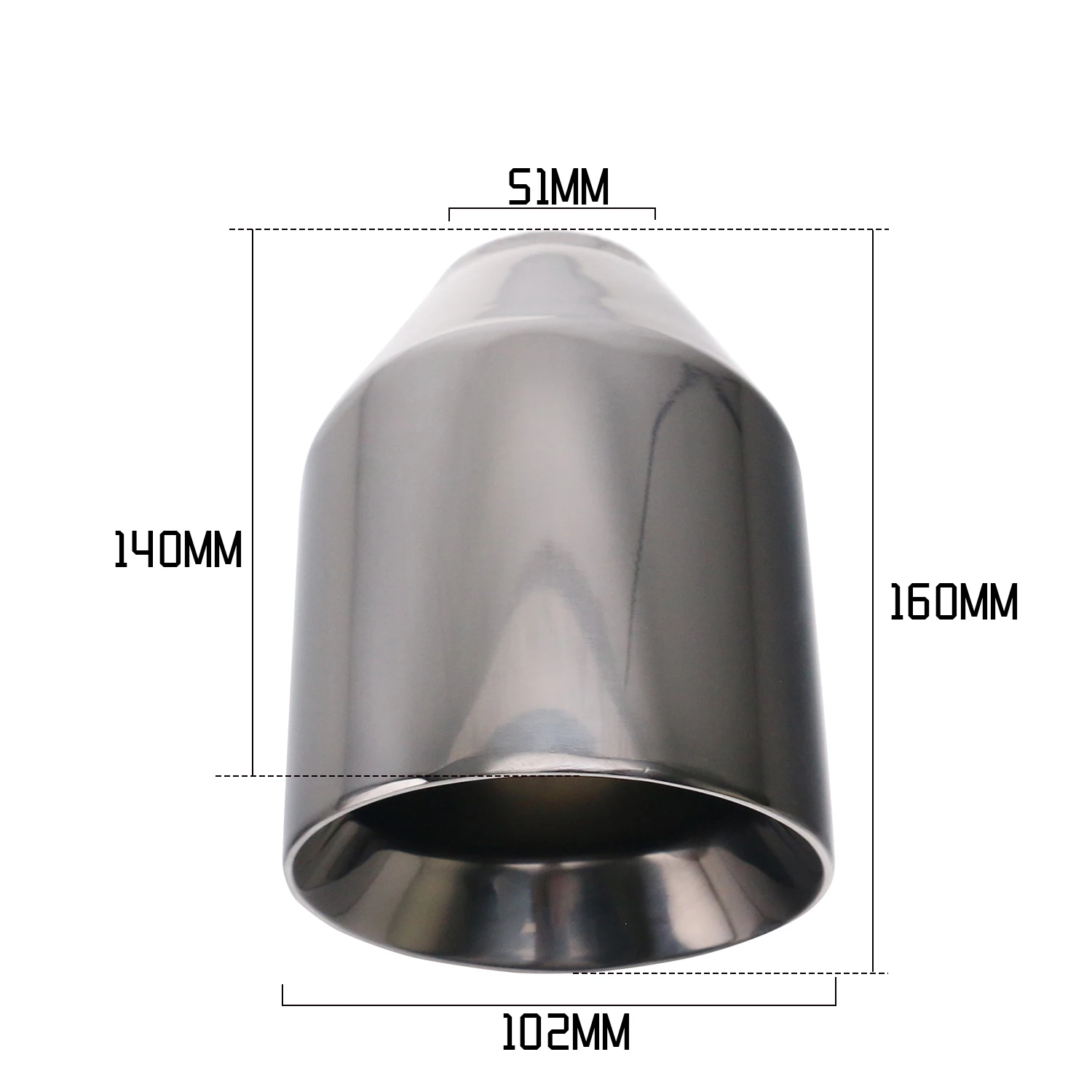 Stainless steel Muffler Tail Throat 51mm inlet 102mm outlet Exhaust Tips Universal Terminal Car Modification