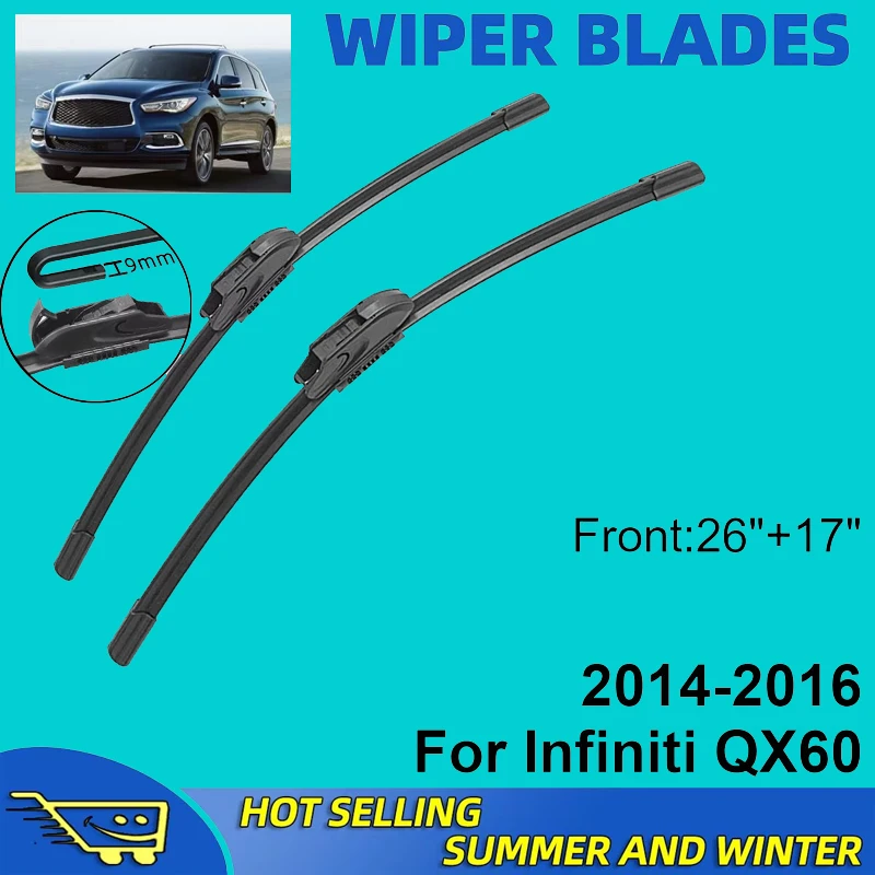 

2PCS For Infiniti QX60 2014-2016 2015 26"+17" Front Wiper Blades Windshield Windscreen Window Cutter Accessories