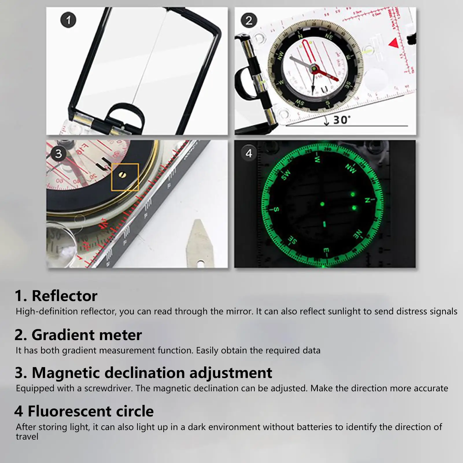 Camping Compasses with Adjustable Declination Orienteering Map Compasses Portable Navigation Tool