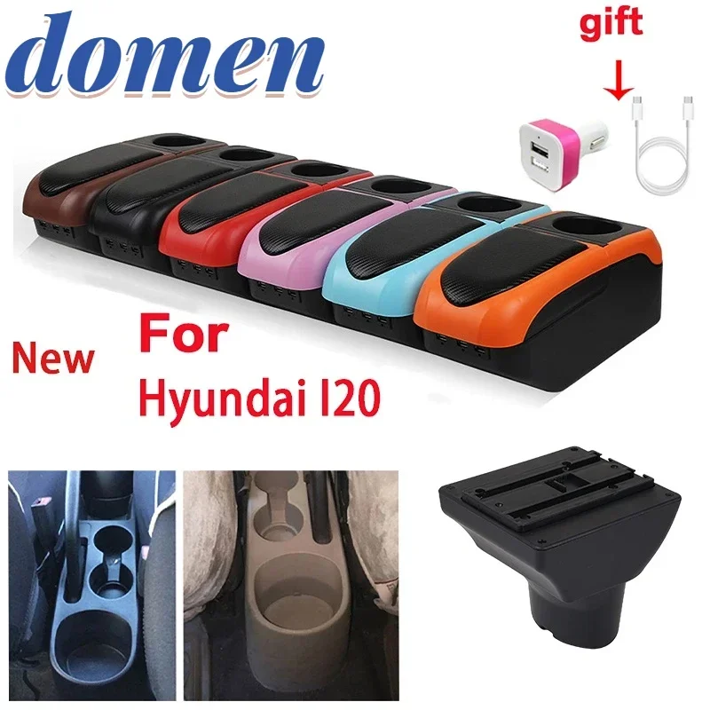 NEW  For Hyundai i20 car armrest box Internal modification USB cup holder Car Accessories