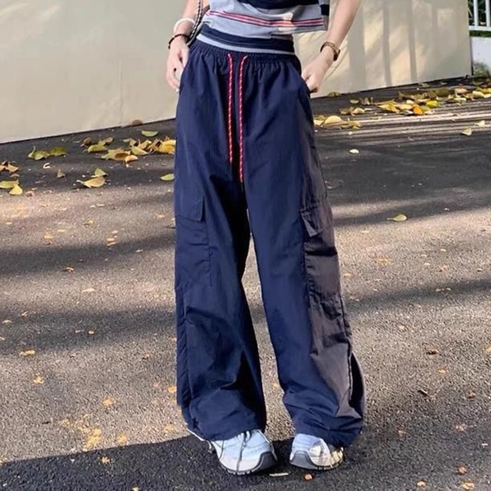 High Waist Loose Straight Wide Leg Pants Women Thin Casual Sports Workwear Trousers Full Length Solid Color Ladies Bottoms