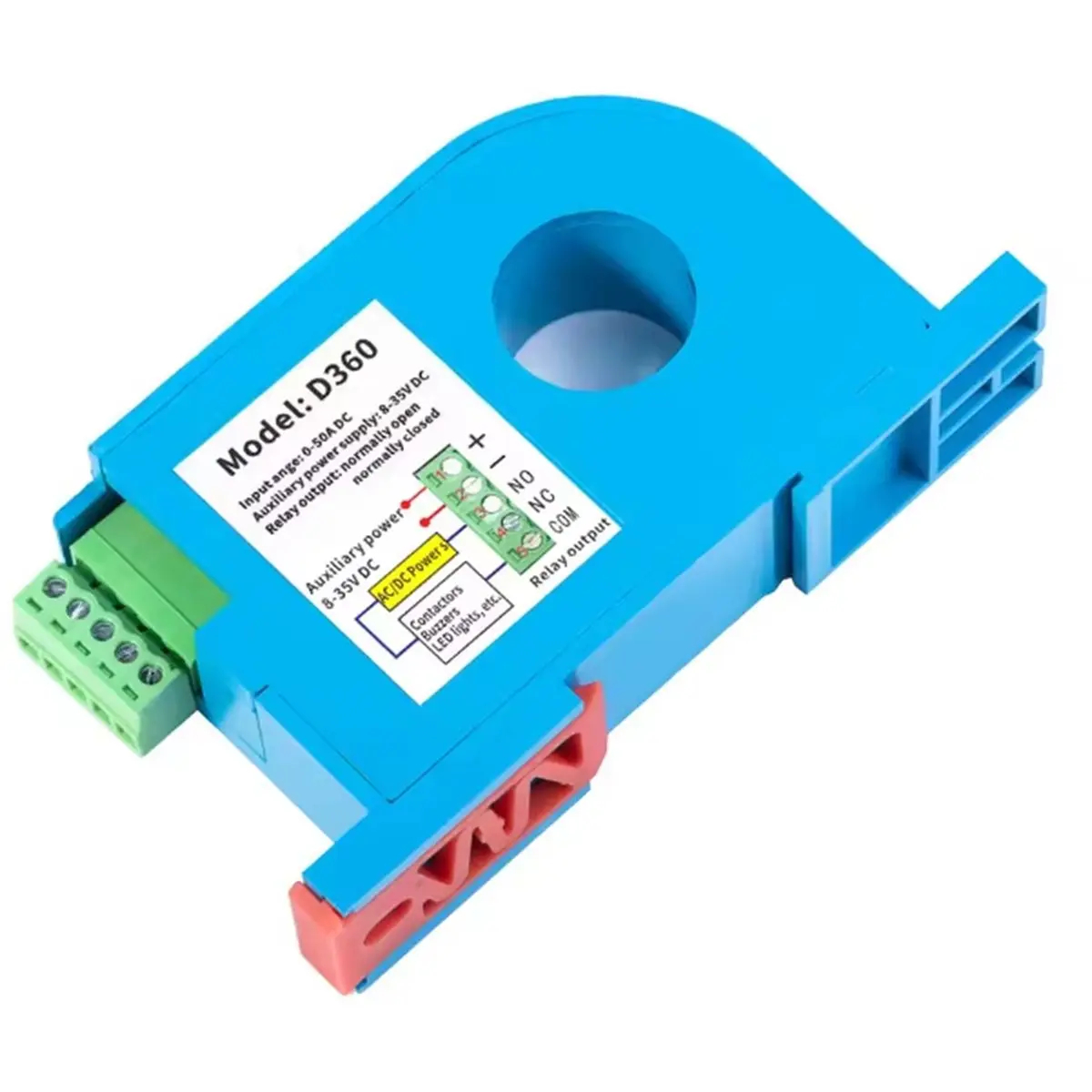 (A99Z] DC Current Sensing Switch Perforated DC Ampere Switch Din DC Current Sensor Induction Switch Hall Sensor D360-50A