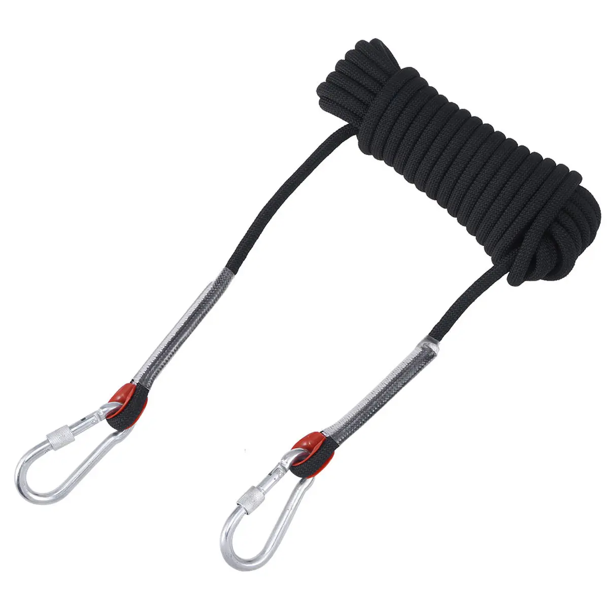 10M 10Mm Climbing Rope Tree Climbing Safety Sling Rappelling Rope Reinforced Polyester Auxiliary Cord Equipment Black Abrasion