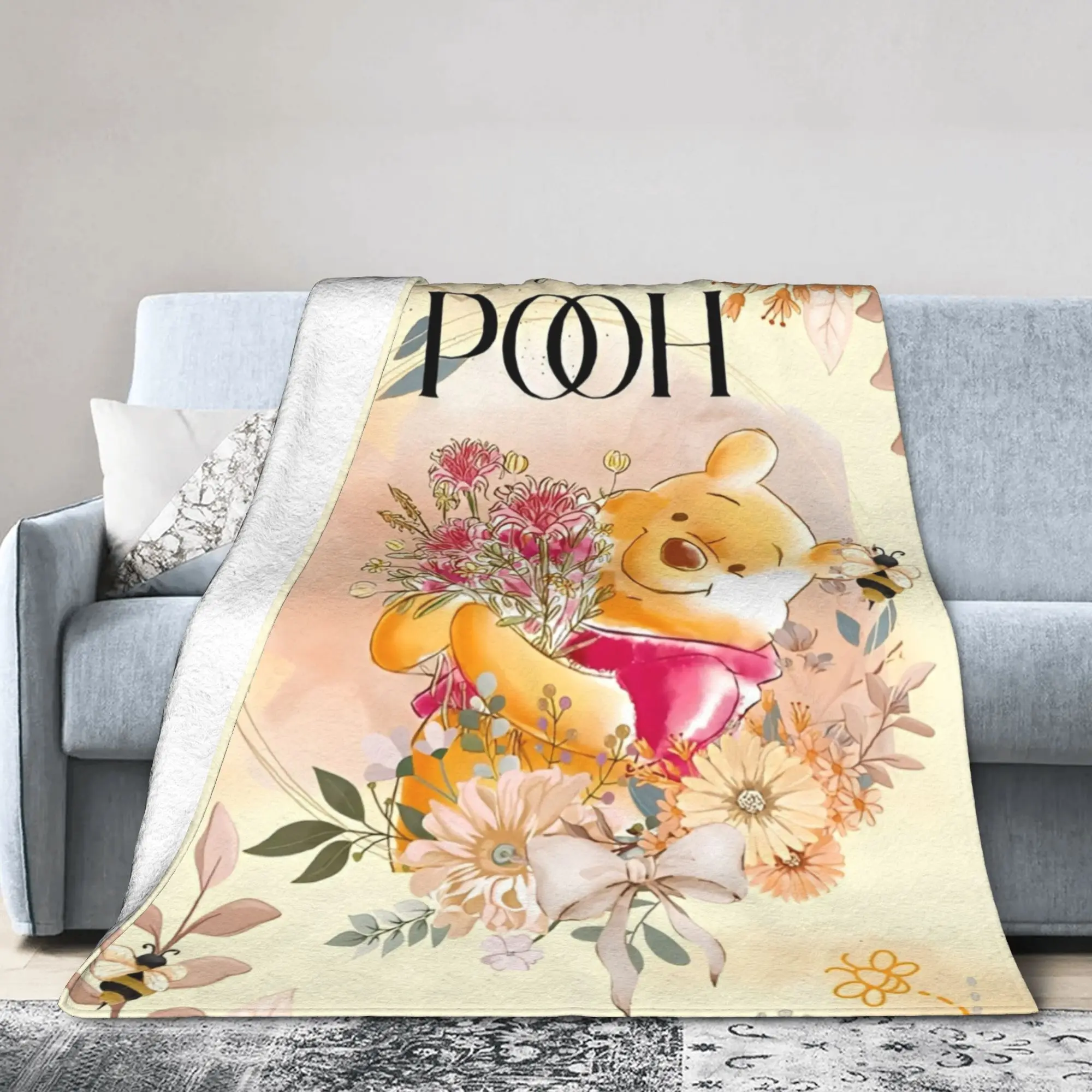 

Одеяло с рисунком Винни-Пуха, фланелевое уютное супермягкое одеяло для спальни, плюшевое тонкое одеяло