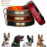 Customized ID Nameplate Dog Collar PU Leather Soft Padded Dog Collars Free Engraving Name for Small Medium Large Dogs Adjustable