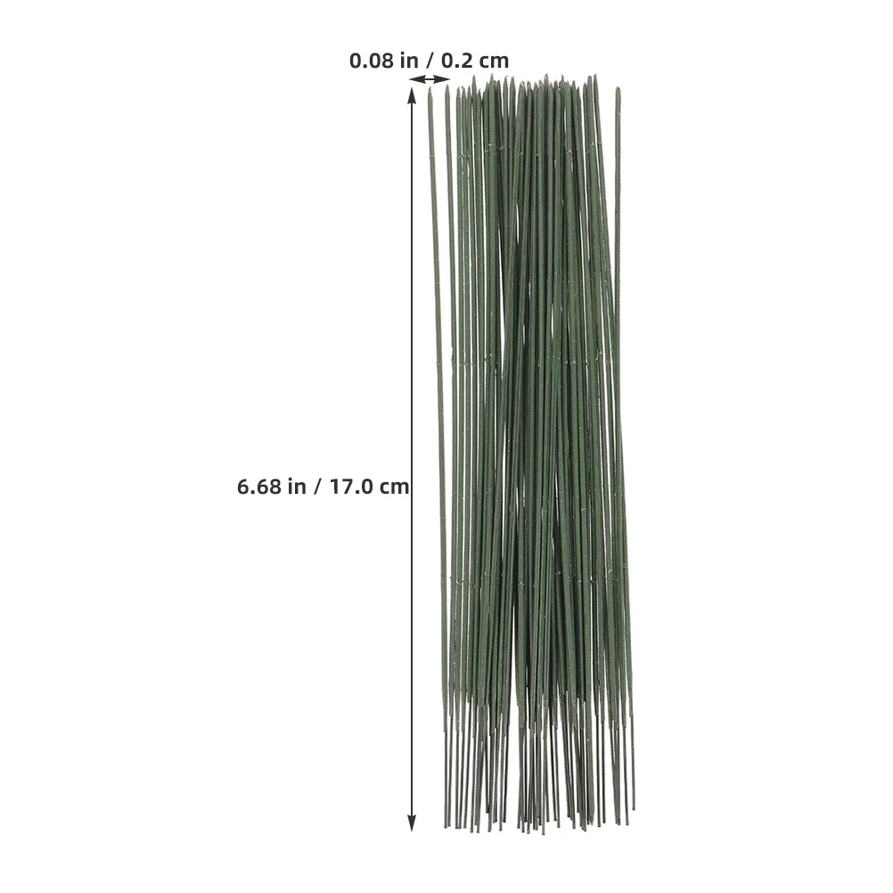 100 قطعة سلك الأزهار الخضراء للحرف اليدوية قضبان زهرة اصطناعية لتقوم بها بنفسك ينبع الزهور تشكيلة زهور لوازم صنع باقة #6