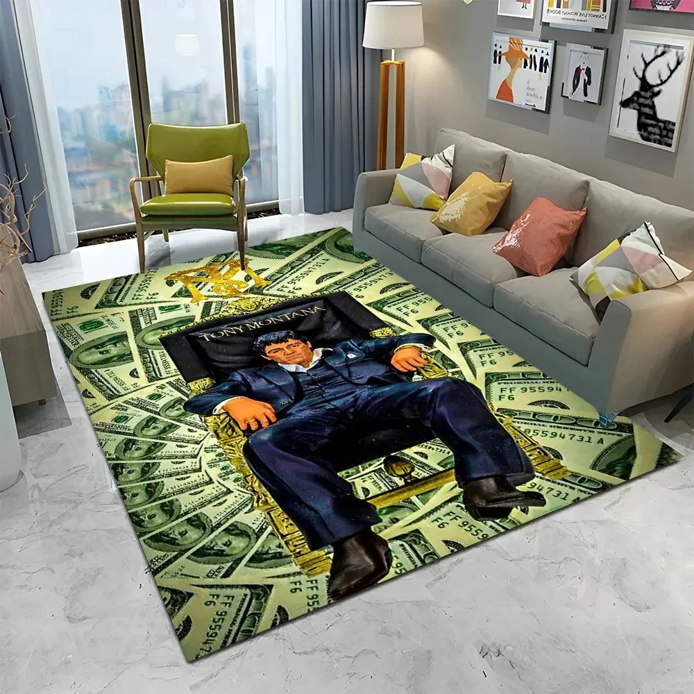 3D Movie Scarface Living Room Bedroom Sofa Doormat Home Decor Carpet Non Slip Parlour Floor Large Area Rug Wahsable Kitchen Mat