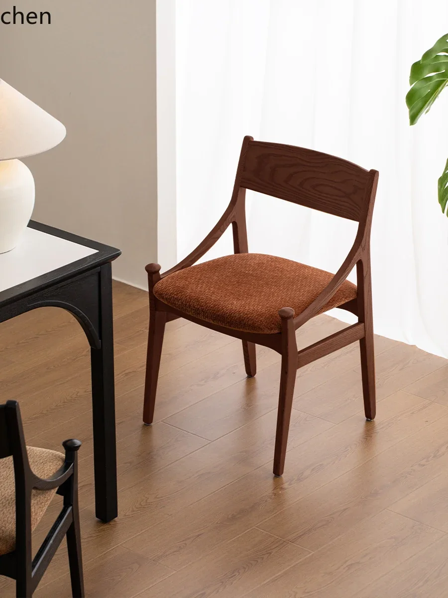 DSA Solid Wood Dining Table and Chairs Small Apartment Backrest Chair Home Soft Pack Chair