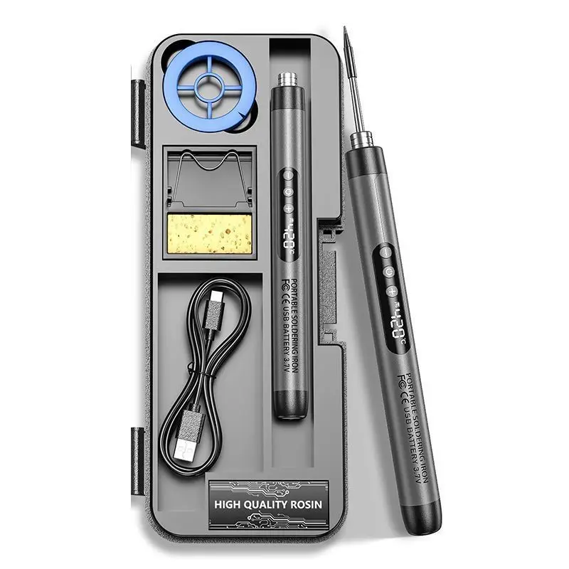 

USB Soldering Iron Mini Small Soldering Iron Set Portable Household Type-C Interface 1000mAh Battery Adjustable Temperature