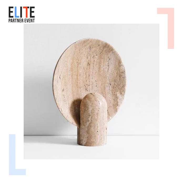 SH STONE Marmor Nordic Luxus Marmor Moderne LED Tischlampe Beige Travertin Home Dekorative Möbel AC Netzteil Marmor