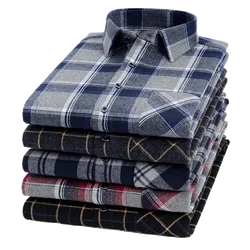 High Quality Men's Plaid Shirt With Autumn Winter British Style Casual And Comfortable Pure Cotton Pocket Top Striped S-3xl-4XL
