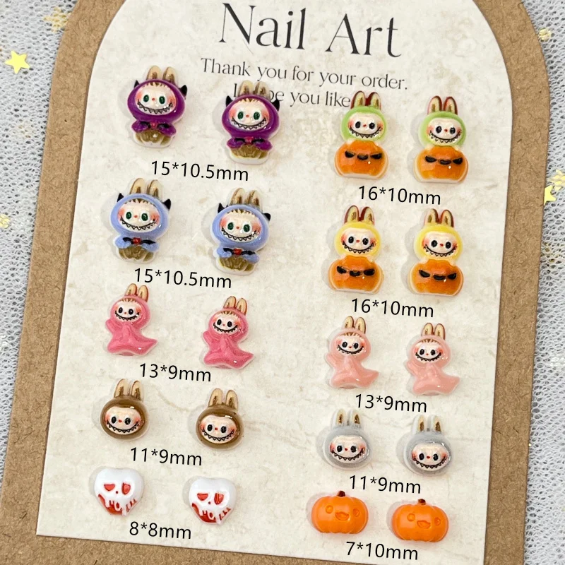 LYLE 20Pcs Cute Spooky Halloween Cartoon Nail Art Charms 3D BuLaBU Skull Pumpkin Resin Flatback DIY Nail Decorations Bling Set