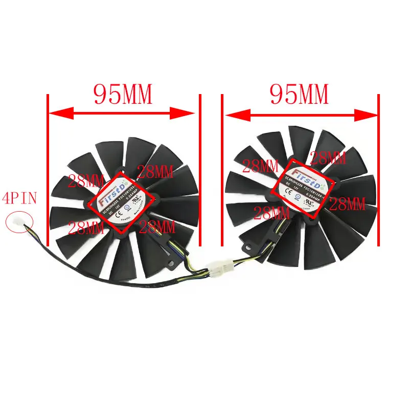 For ASUS GTX 1070 Ti CERBERUS ADVANCED Gaming Video Card Cooling Fan 95MM FDC10M12S9-C GTX1070Ti Cooler Fan