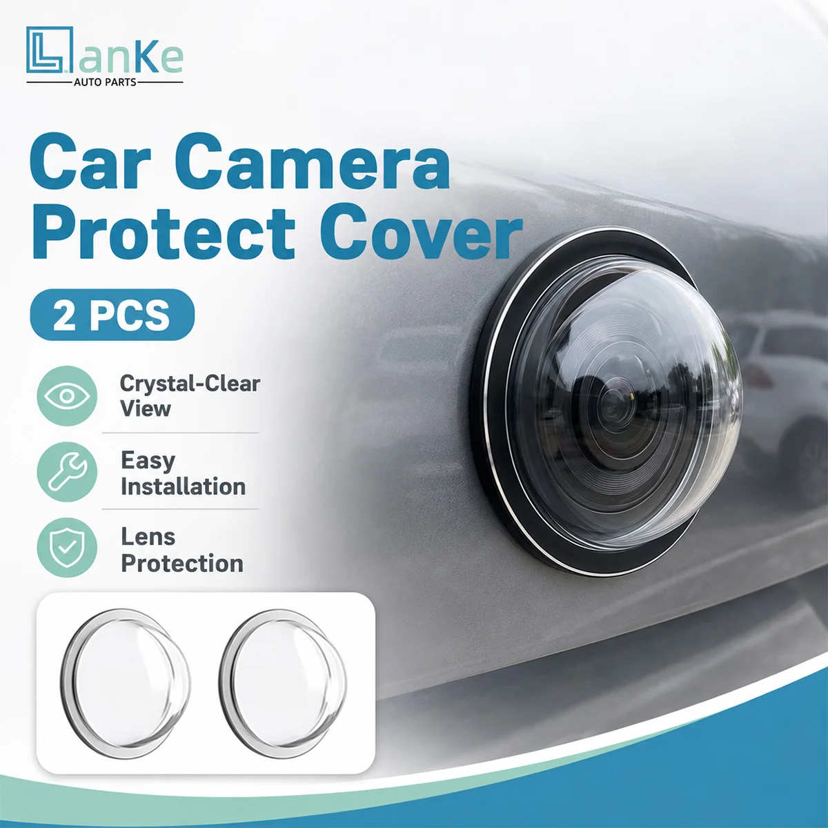 Lanke 2/4PCS Car Camera Lens Protector Rear View Backup Camera Cover 360° Camera Protection Anti Scratch Waterproof Dustproof