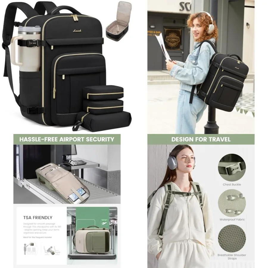 

Travel Backpack for Women and Men - 17.3 Inch Carry On Backpack and Personal Item Backpack for Airlines, Spacious and Durable D