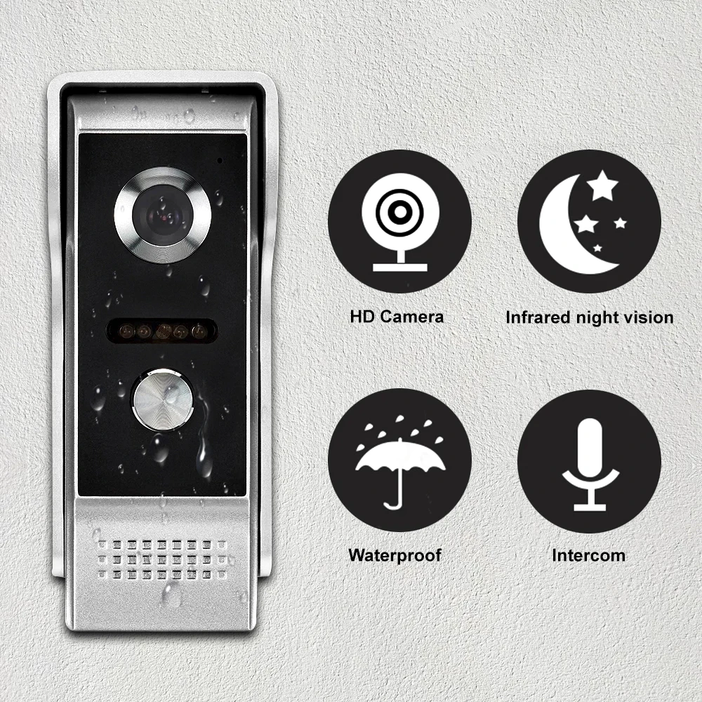 Smart Home 7\'\' Video Door Phone Intercom System Security IR Night Vision Dual-way Home Intercom For Apartment Video Doorbell