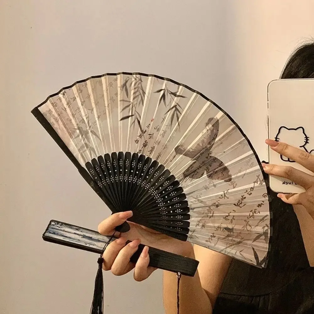 Bamboo Antique Folding Fan Chinese Style Fan Summer Female Dance Fan Portable Elegent Flower Hand Held Fan Exquisite Gifts - view 3
