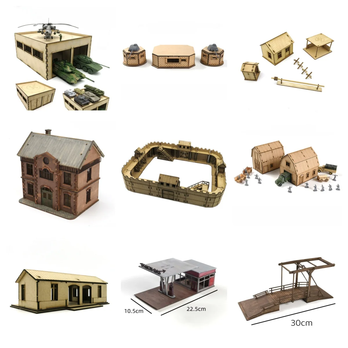 Edificios de Madera para Armar a Escala 1/72, Sala de Mando de la Segunda Guerra Mundial, Barricadas, Puentes, Almacén, Estación, Rompecabezas, Juguetes Hechos a Mano para Maquetas de Escenas