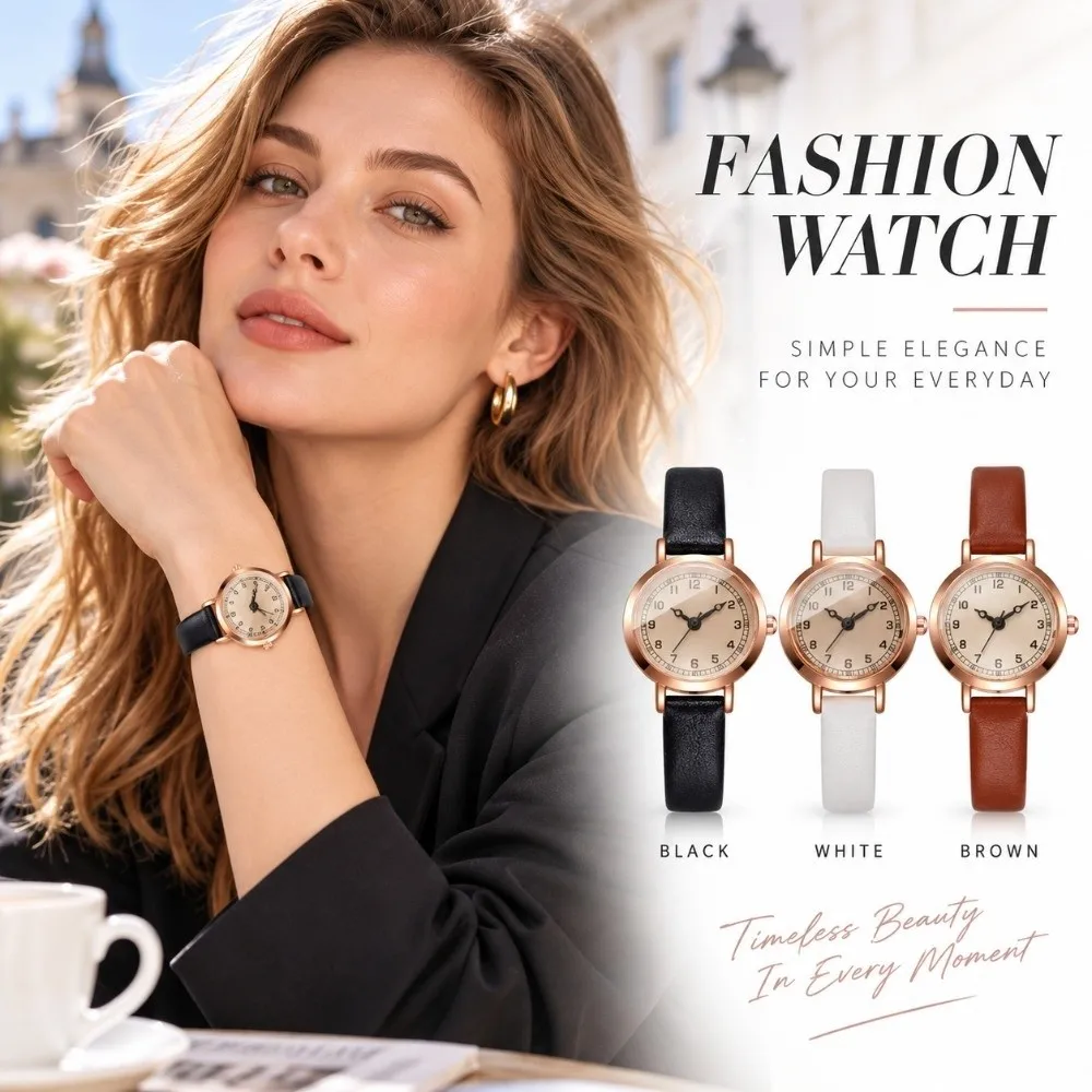 New Ultra-Thin Case Women Quartz Wristwatch Leather Strap Lightweight Wrist Watch Minimalist Watch Women