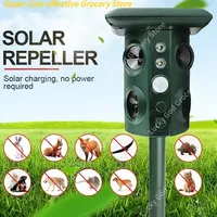Solar Powered Ultrasonic Animal Repeller PIR Motion Sensor Sonar Repeller Frighten Animals For Outdoor Garden Deterrent Device
