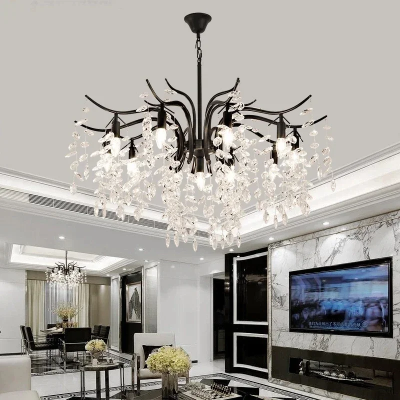 

2025 Luxury Crystal Chandeliers Living Room Bedroom Lighting Restaurant Villa Ceiling Chandelier Lustre Home Decoration Pendant