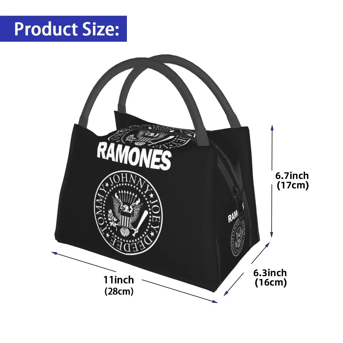 O Ramone Merch Lunch Bags Isolado Bento Box, Tote de almoço portátil Sacos de piquenique à prova de vazamento, Saco térmico para mulher, crianças, escritório