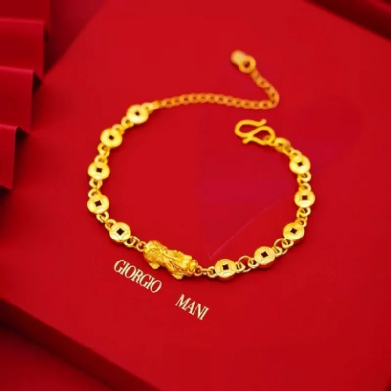 

Chinese Ethnic Style Retro Temperament Gold Coin a Mythical Wild Animal High-end Design Women's Bracelet Jewelry New 2024