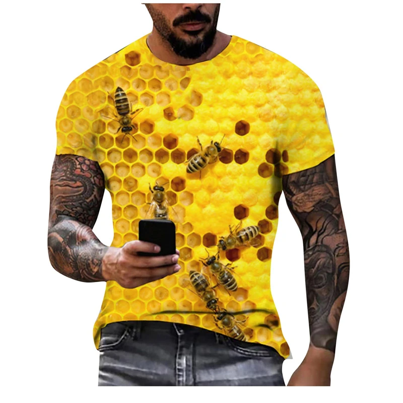 New Fashion Honey Bee 3D Print Funny T Shirts Men\'s And Women\'s Clothing Summer Short Sleeve T-Shirt Unisex Streetwear Tops Tees