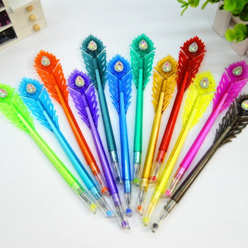 Stationery Cartoon Lovely Peacock Feathers and Bowling Pen 0.38mm Gel Pen Colorful Signing-pen Nice Gifts Random Color