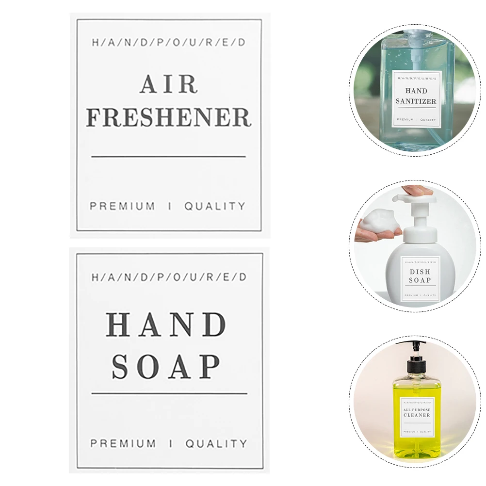 

2 set 2 Sets Pvc Waterproof Bathroom Adhesive Labels Soap Dispensers Toiletries Hand Soap Bottle Stickers Oilproof Longlasting