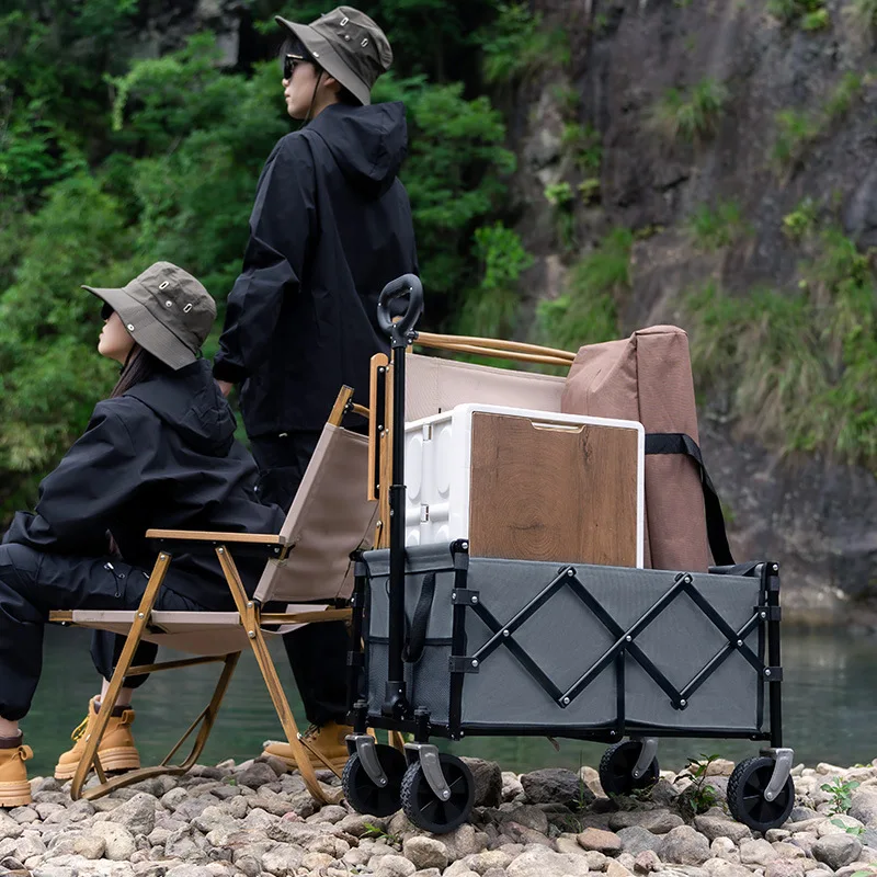 

Folding Portable Trolley Camping Cart Collapsible Picnic Wagon Heavy Duty All Terrain Hand Cart Travel Market Utility Carrinho
