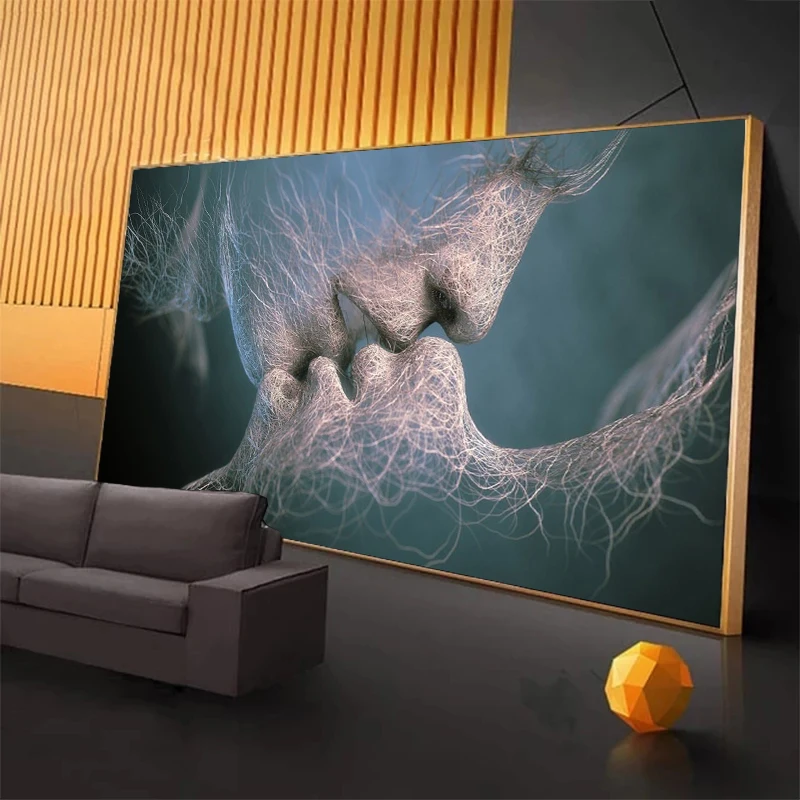 

Modern Abstract Couple Kissing Art Canvas Poster and Print Dream Romantic Wall Art Picture for Living Room Home Decoration