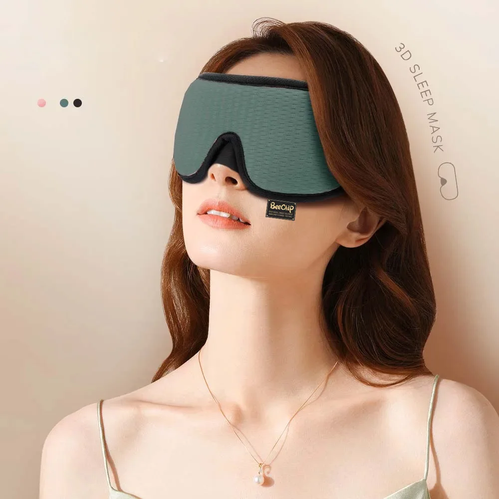 3D Eye Mask Green Breathable Shading Sleeping Hot Sales Eye Mask Adjustable Strap Sleep Mask Padded Travel Rest