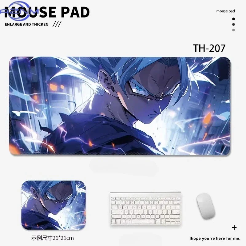 Dragon Ball Super Blue Goku Anime Mouse Pad, Rubber Non Slip Gaming Desk Mat, Bright Blue Aura HD Print Mouse Pad, Smooth Surfac